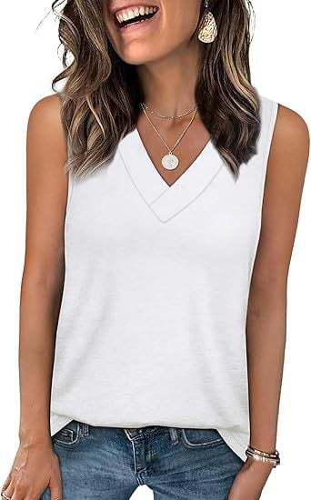 Women's Tank Top 2025 Summer Casual V-Neck Sleeveless T-Shirt Basic
