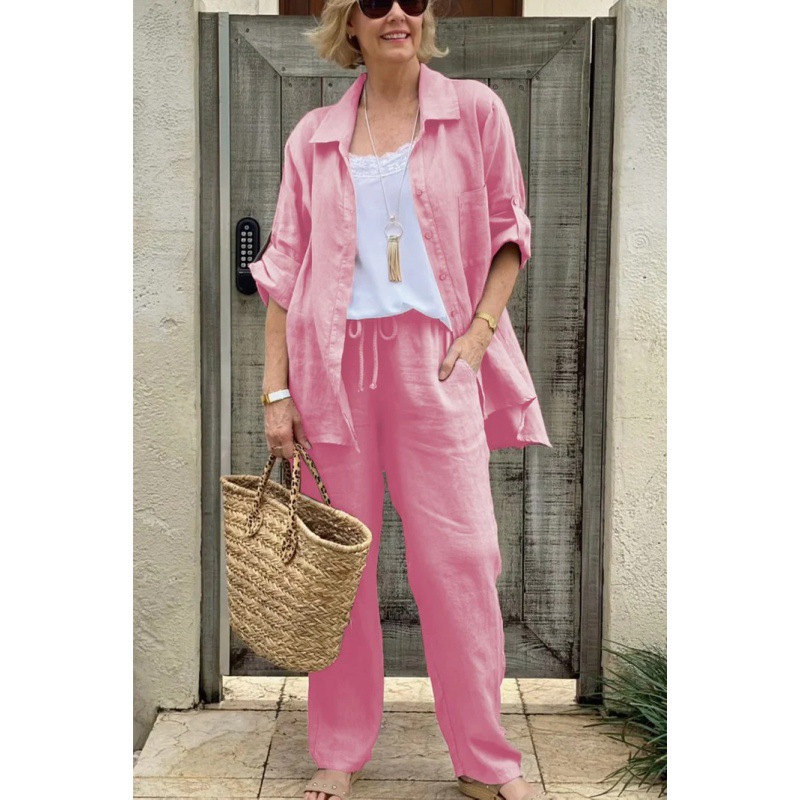 Women's Summer cotton and linen casual set