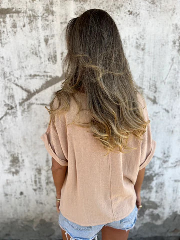 Solid-Color Round-Neck Short-Sleeved T-Shirt