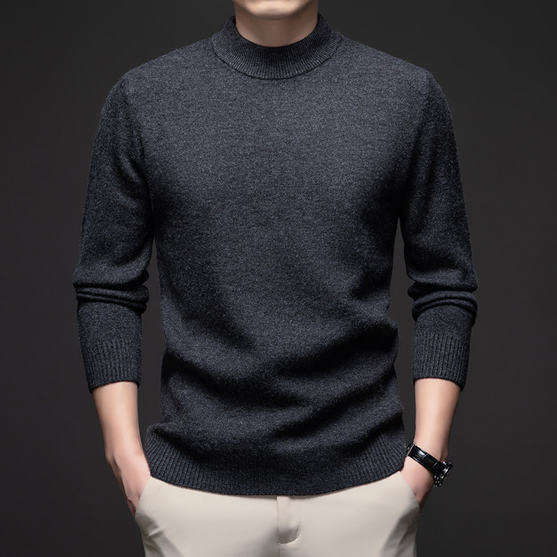 2024 Gentlemen's semi-turtleneck thick cashmere knit sweater
