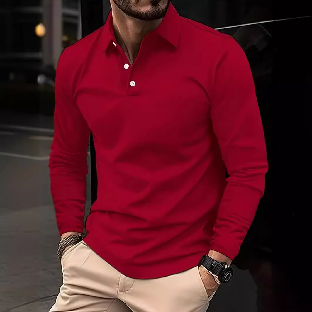 🎄Christmas Clearance Long-sleeved polo shirt with button-down lapel for gentlemen