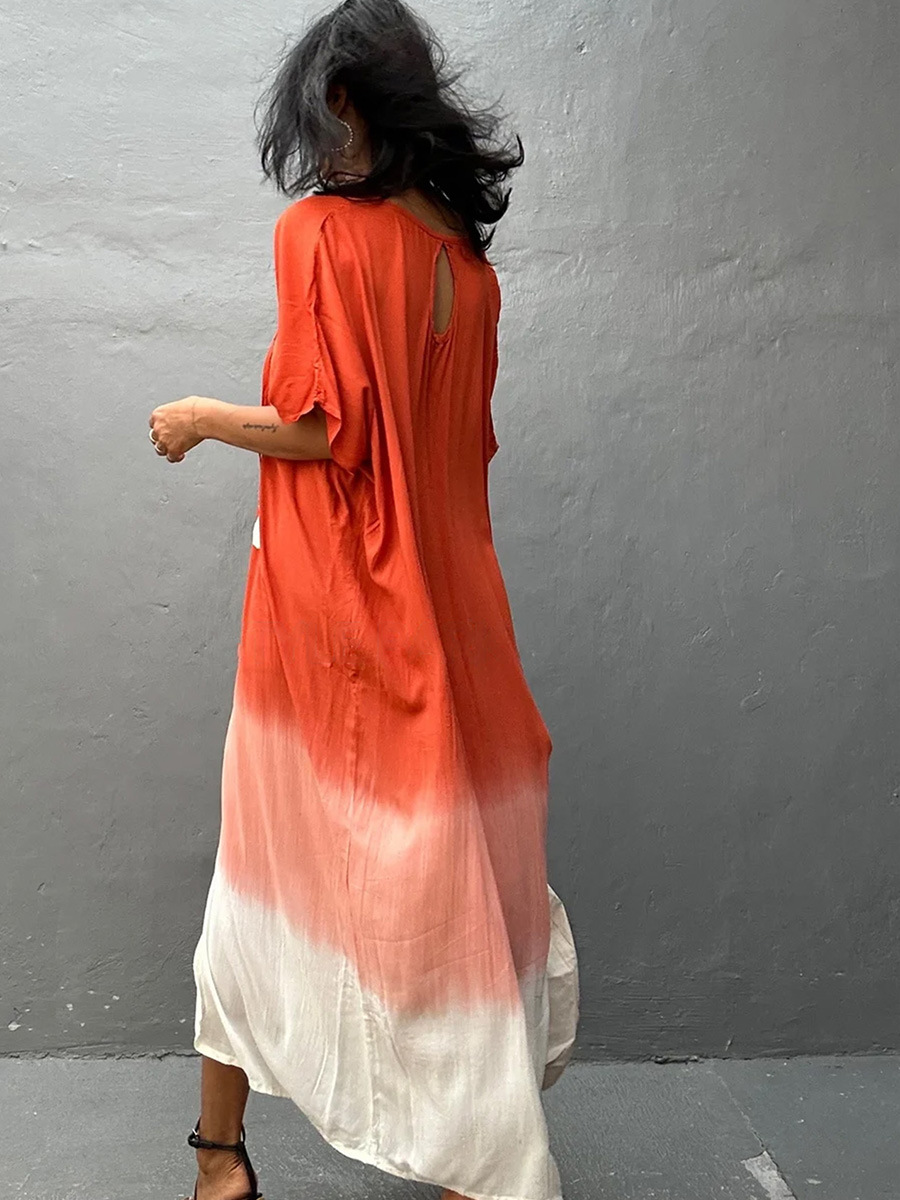 Gradient Color Beach Smock Fringe Cardigan Dress