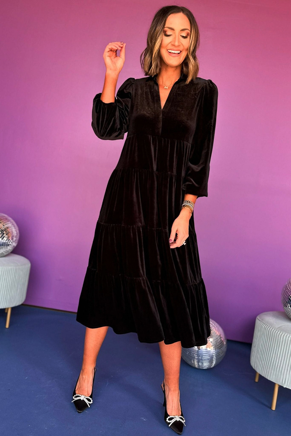 2025🎄 Women's Christmas V Neck Velvet Dress