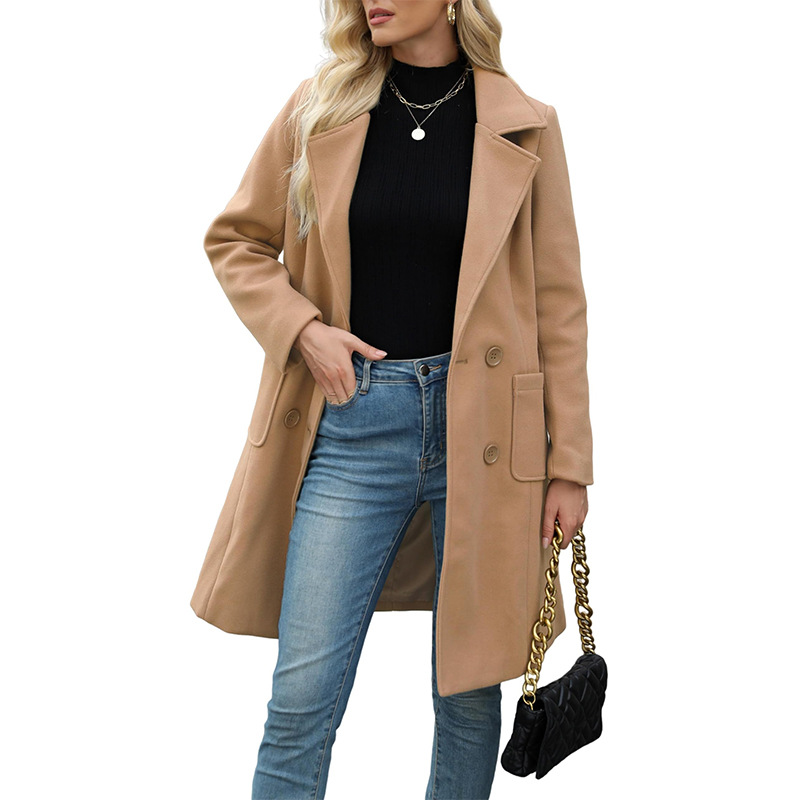 2025 Double-breasted Lapel Elegant Wool Coat