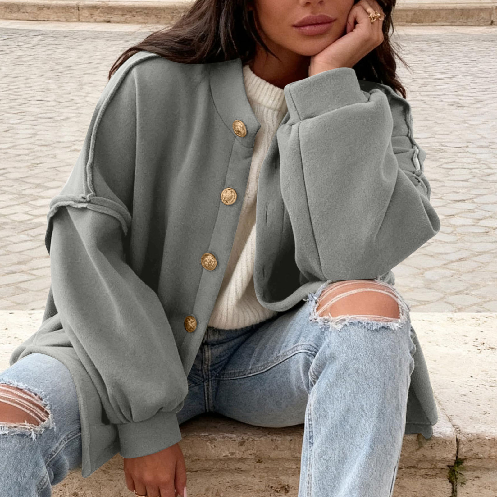 2025 Casual Stand Collar Minimalist Lazy Jacket