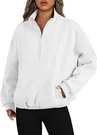 Casual hoodie with standing collar and long sleeves with zipper