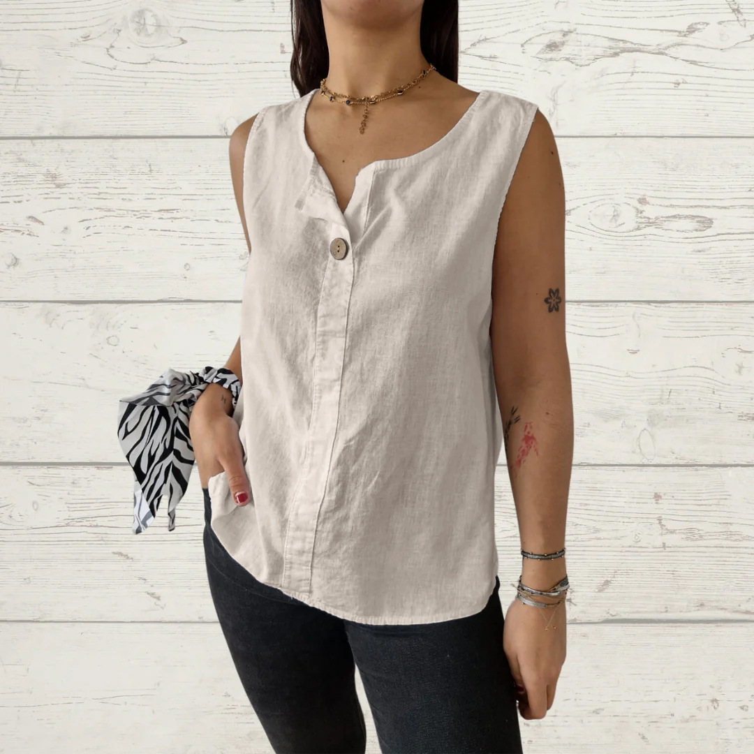 New Loose Cotton And Linen Button-Down Vest