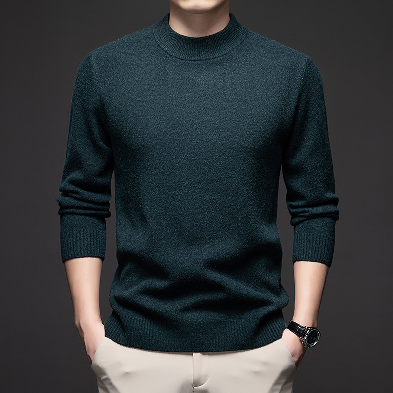 2024 Gentlemen's semi-turtleneck thick cashmere knit sweater