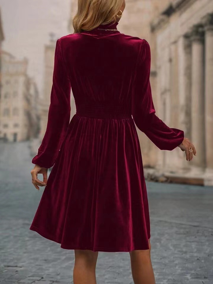 2024 Autumn/Winter Party velvet long-sleeved dress