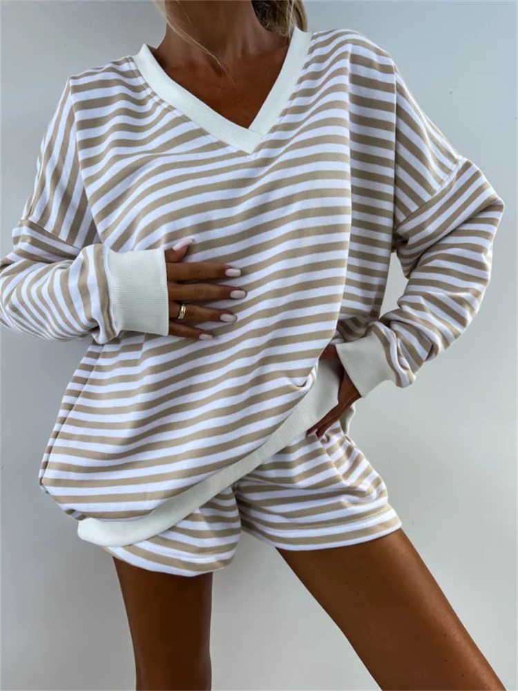 Women's Casual striped V-neck suit