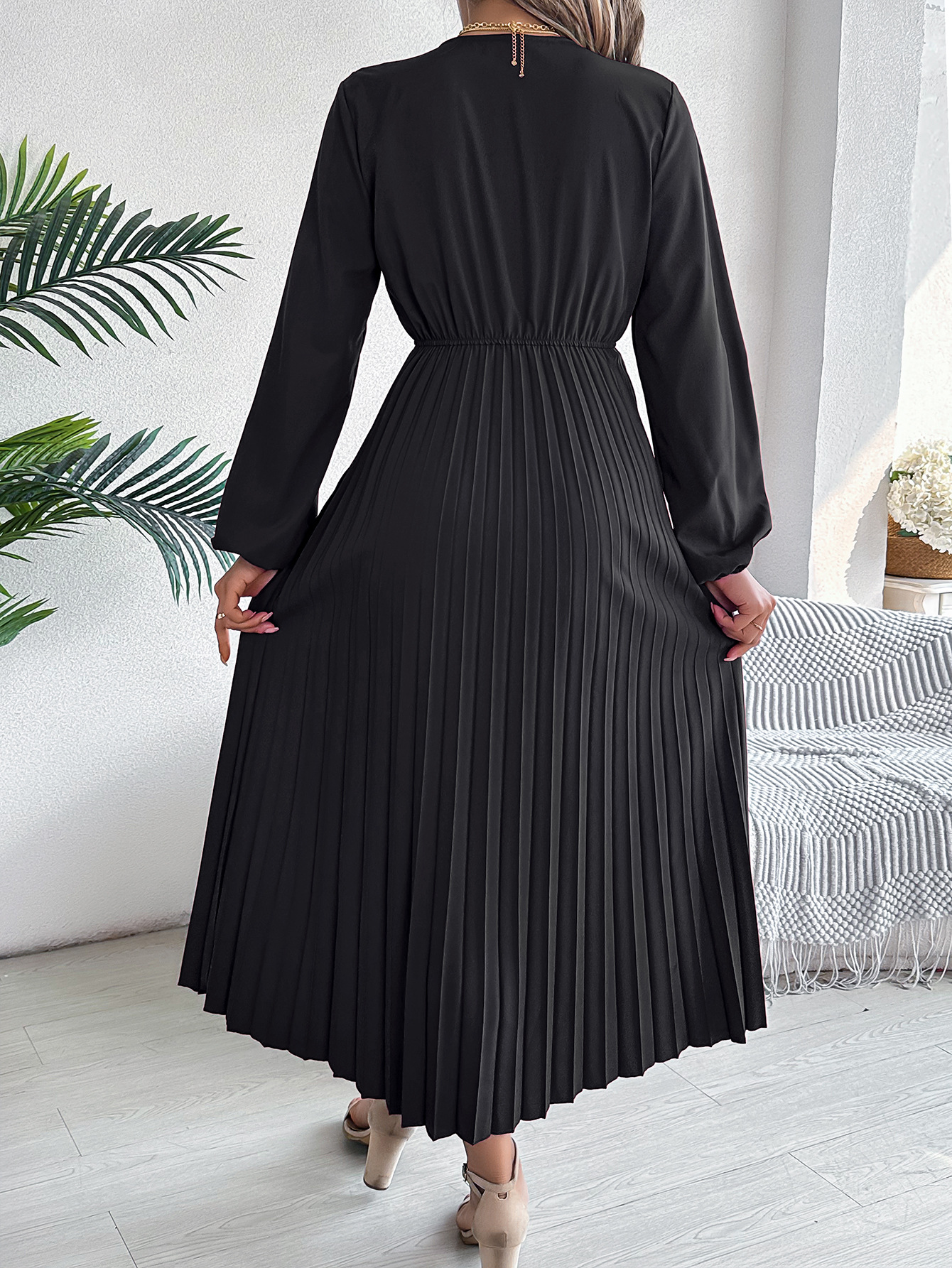 🎄Christmas Clearance Elegant triple V-neck long sleeve pleated long sleeve