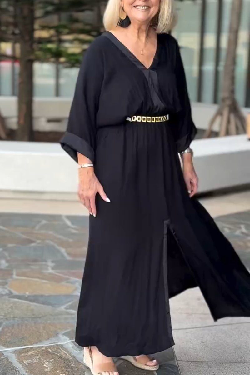 Women's Casual V-Neck Slit Dress