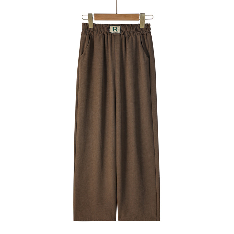 Casual loose ice silk straight nine-point pants