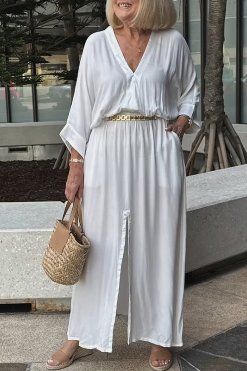 Women's Casual V-Neck Slit Dress