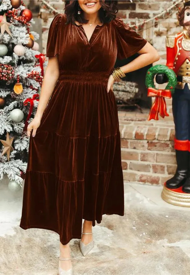 2024 Christmas Autumn/Winter V-neck waist dress