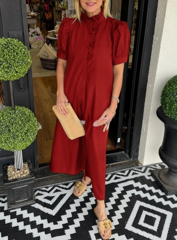 Ruffles Puff Sleeve Maxi Dress