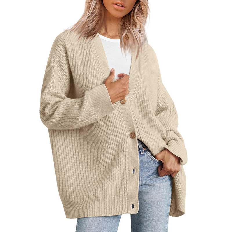Solid color cashmere cardigan coat