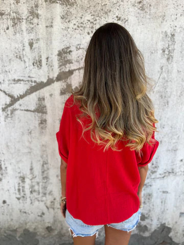 Solid-Color Round-Neck Short-Sleeved T-Shirt