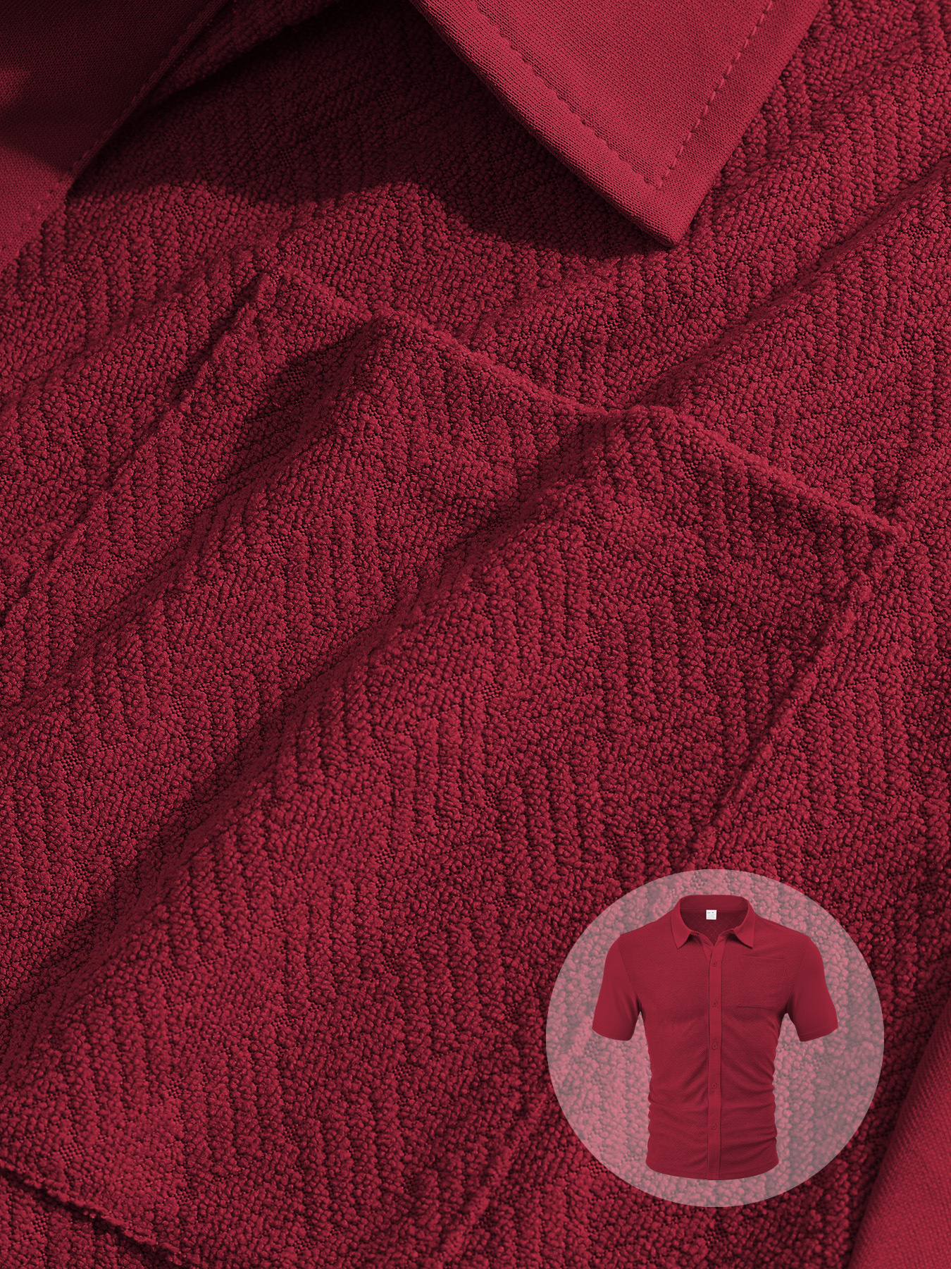 Solid Color Button-Cross Jacquard Short Sleeve Suit