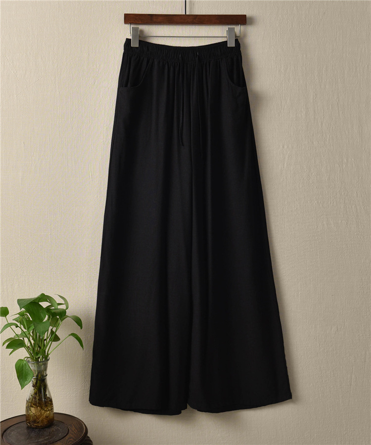 Women's Casual Cotton And Linen Wide-Leg Trousers