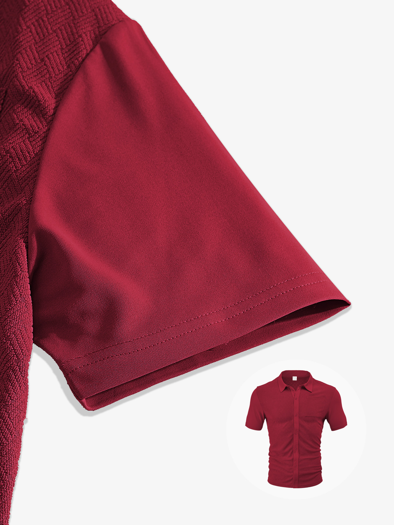 Solid Color Button-Cross Jacquard Short Sleeve Suit