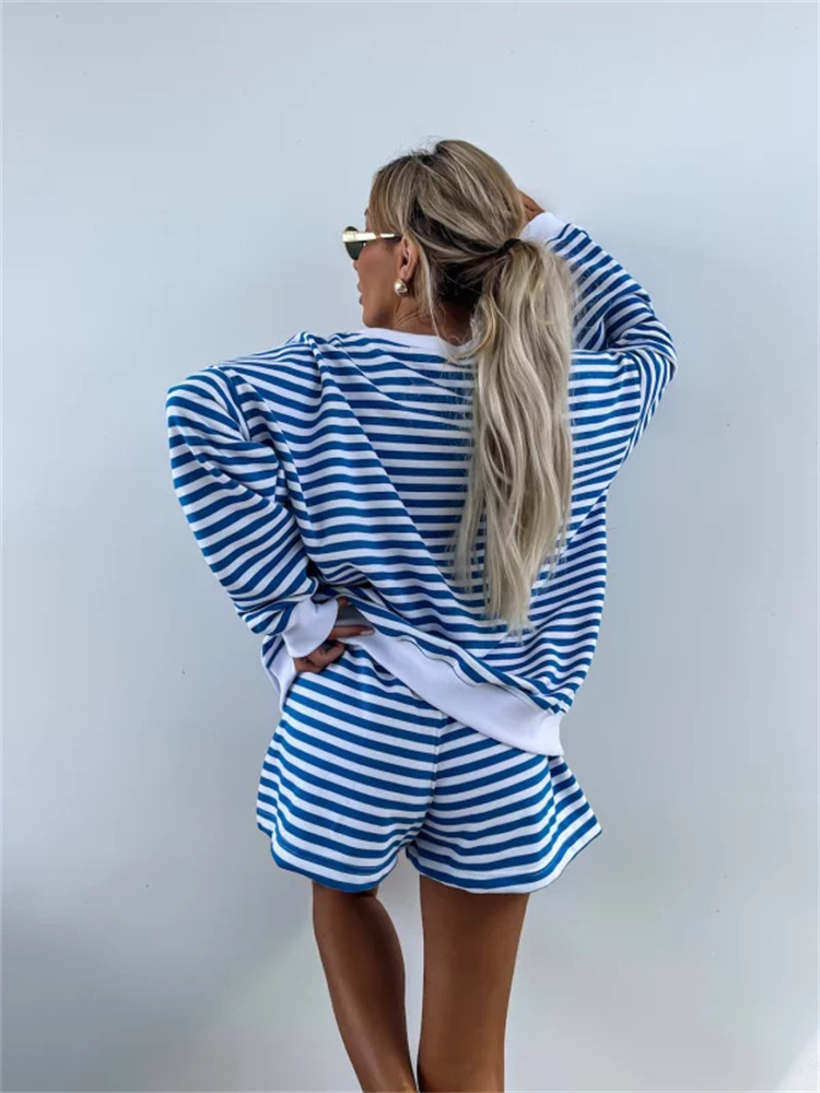 Women's Casual striped V-neck suit