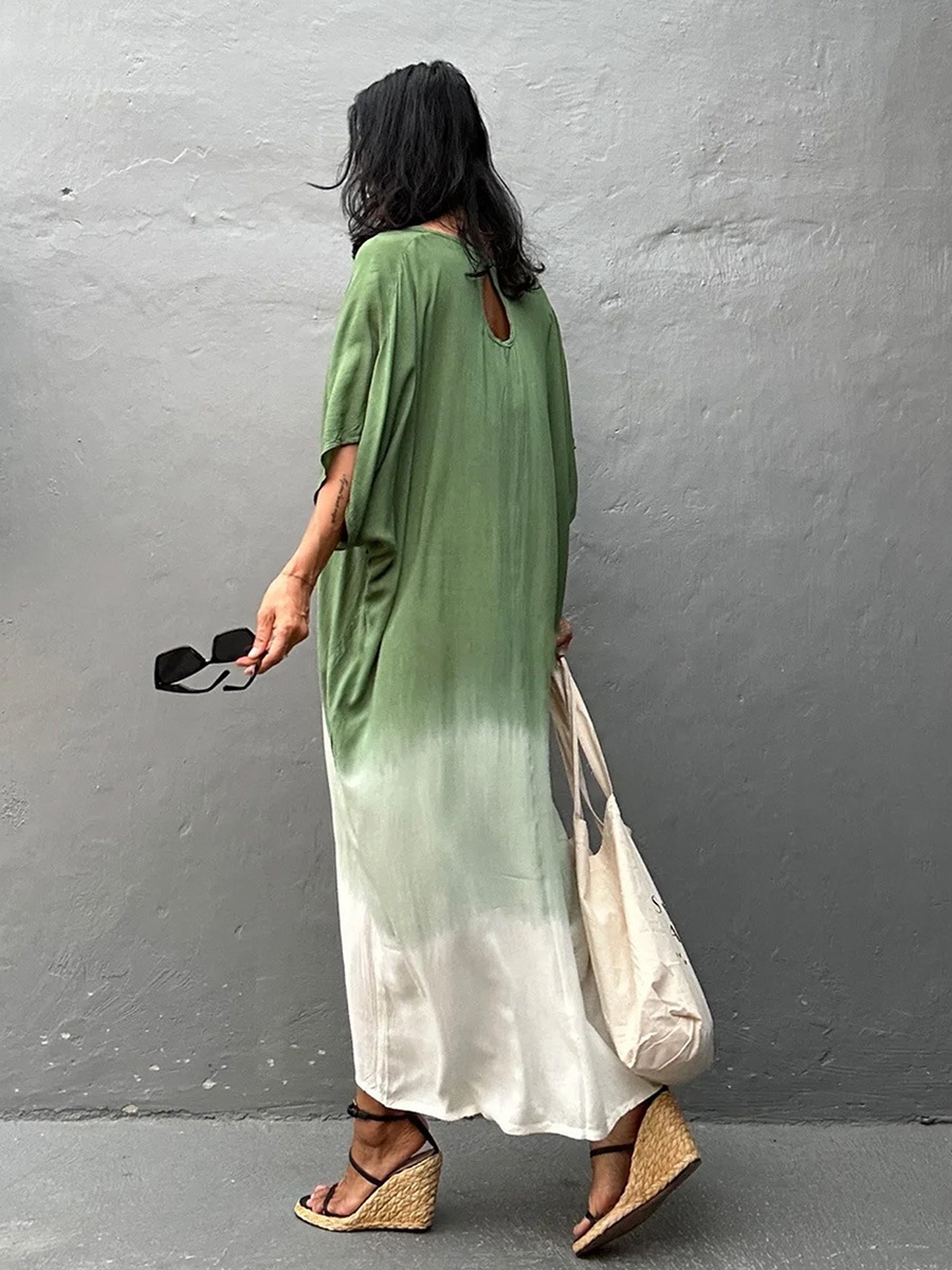 Gradient Color Beach Smock Fringe Cardigan Dress