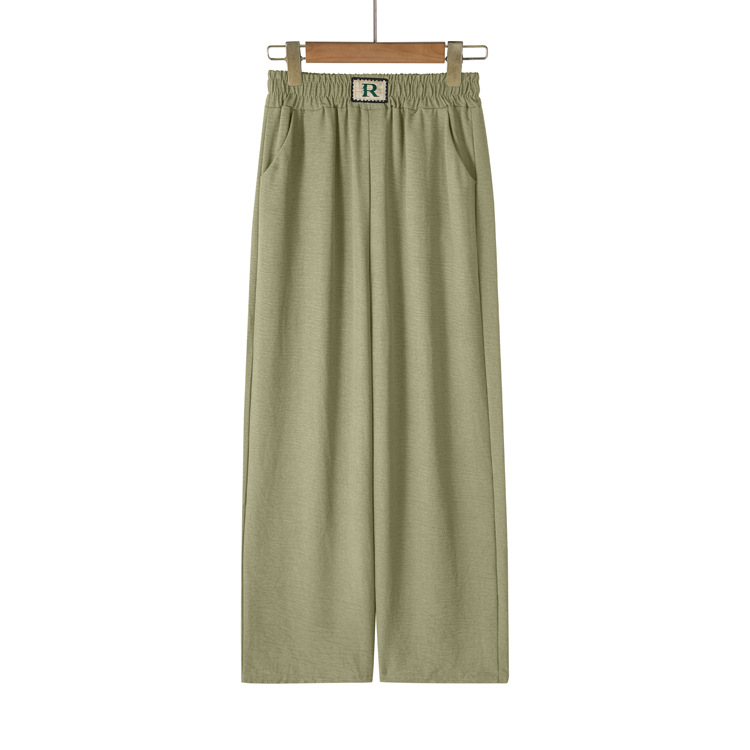 Casual loose ice silk straight nine-point pants