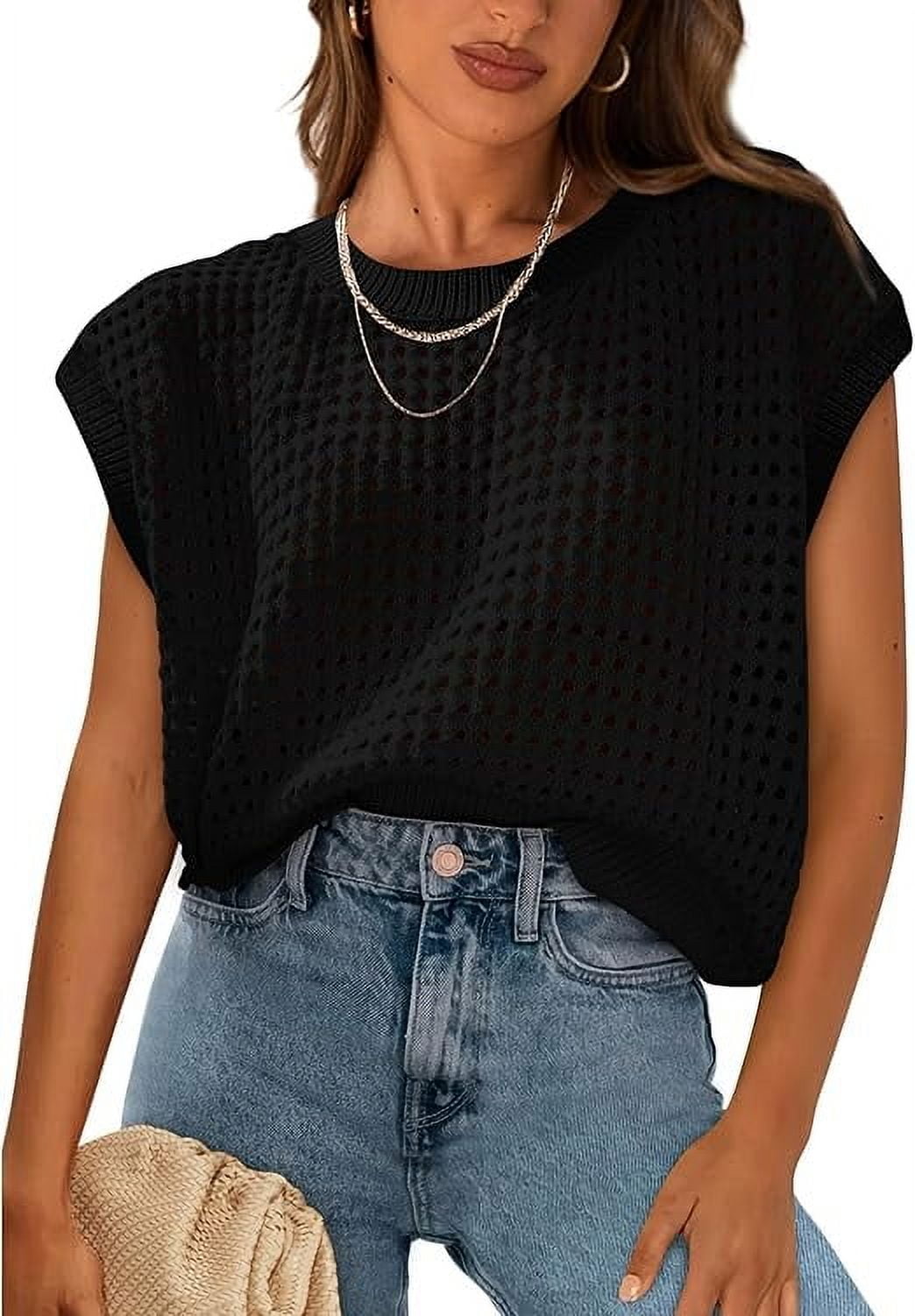 Women's Crochet Sweater Pullover Cute Crew Neck Beach Cover-up