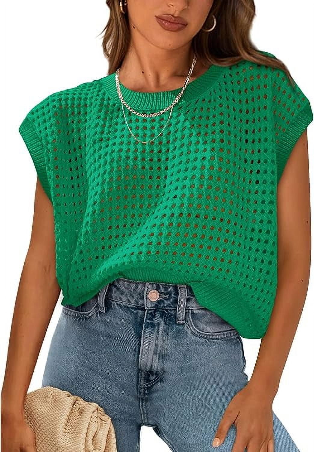 Women's Crochet Sweater Pullover Cute Crew Neck Beach Cover-up