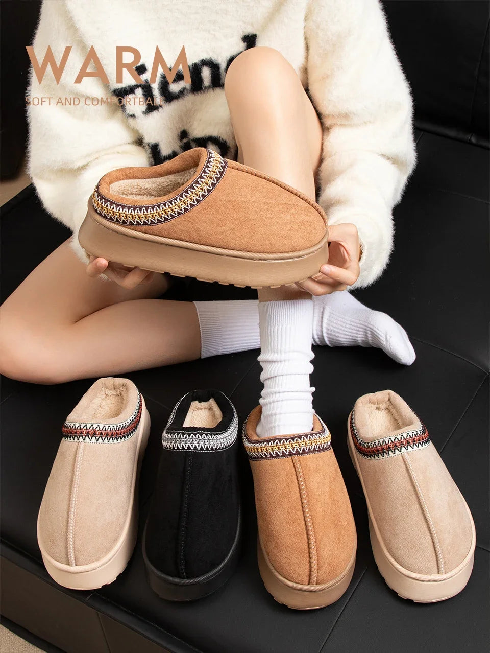 CuddleFit Cozy Winter Fleece-Lined Slippers