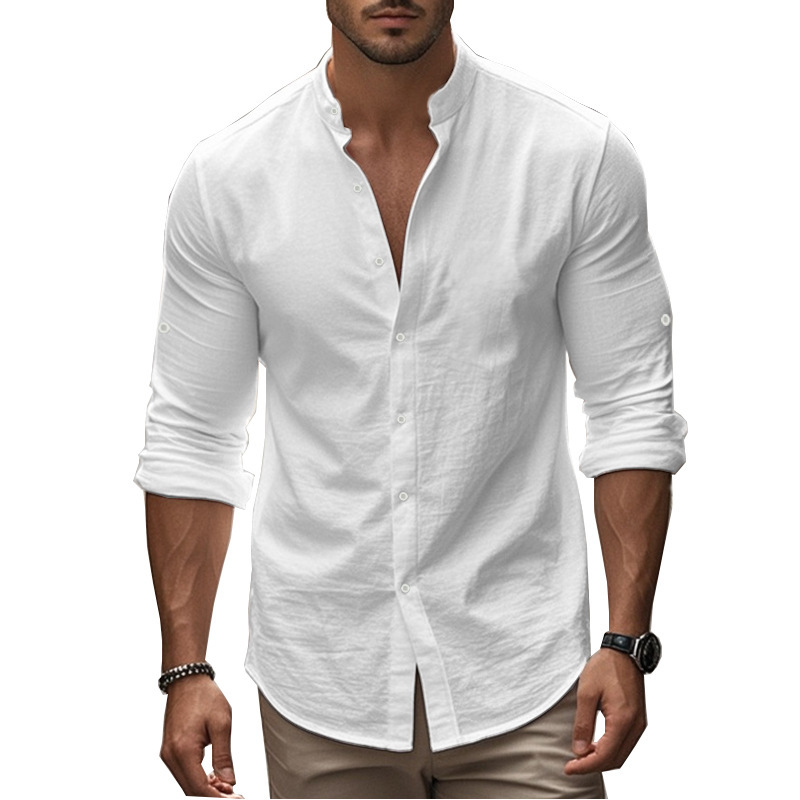 Men's Casual Cotton Stand Collar Shirt