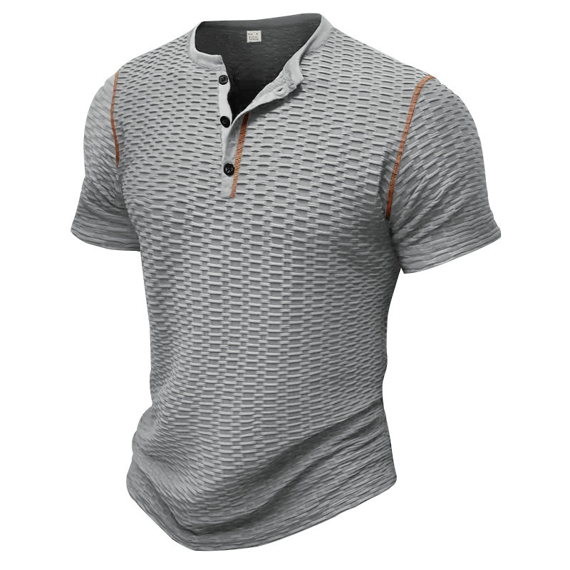 Men's Short-Sleeved Casual Breathable Henley Shirt