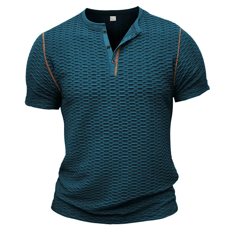 Men's Short-Sleeved Casual Breathable Henley Shirt