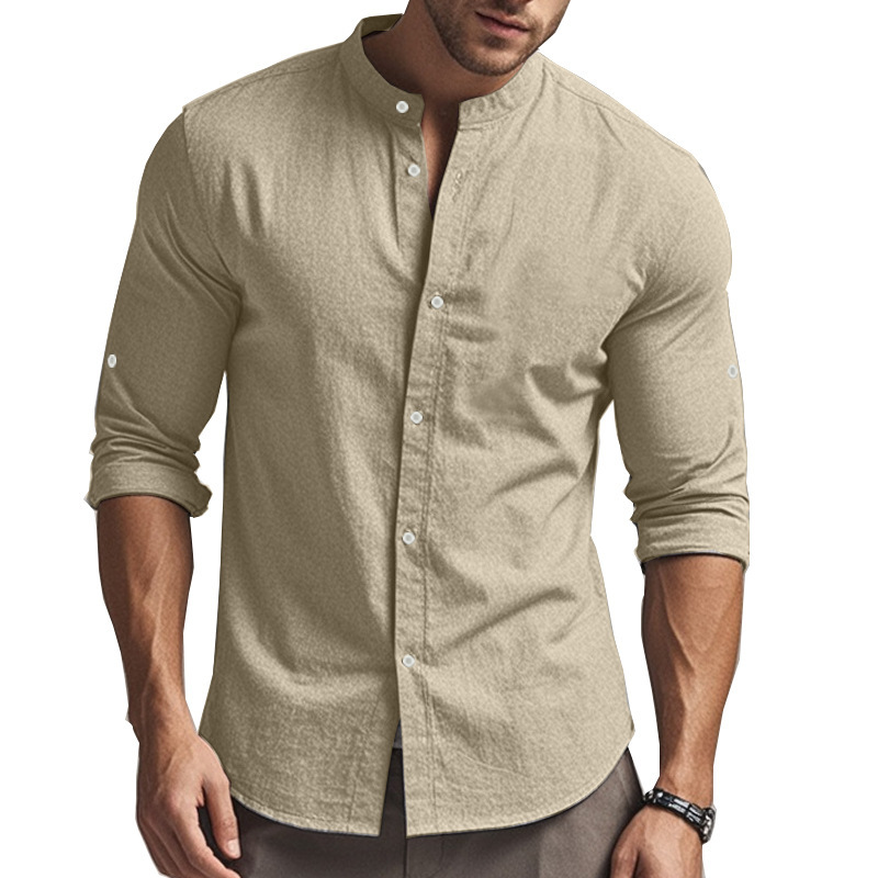 Men's Casual Cotton Stand Collar Shirt