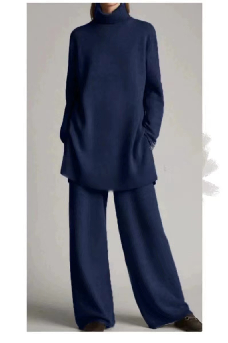 Women's Cashmere Casual Loose Turtleneck Knitted Suit