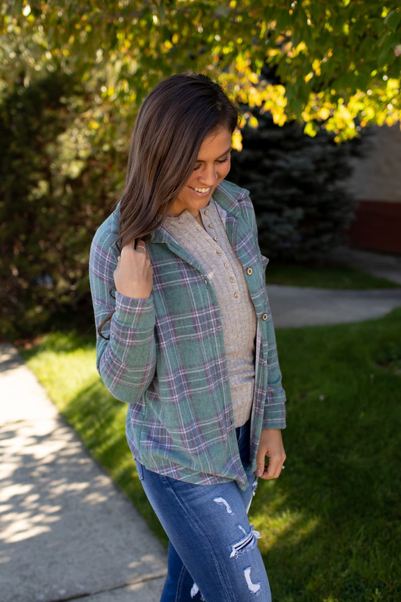 Red Black Plaid Oversized Fleece Button Up (SM-3X)