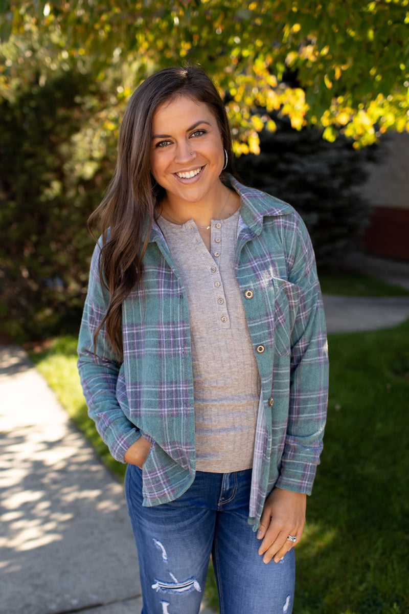 Red Black Plaid Oversized Fleece Button Up (SM-3X)