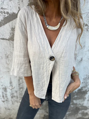 Classic 100% Linen Terracotta Jacket