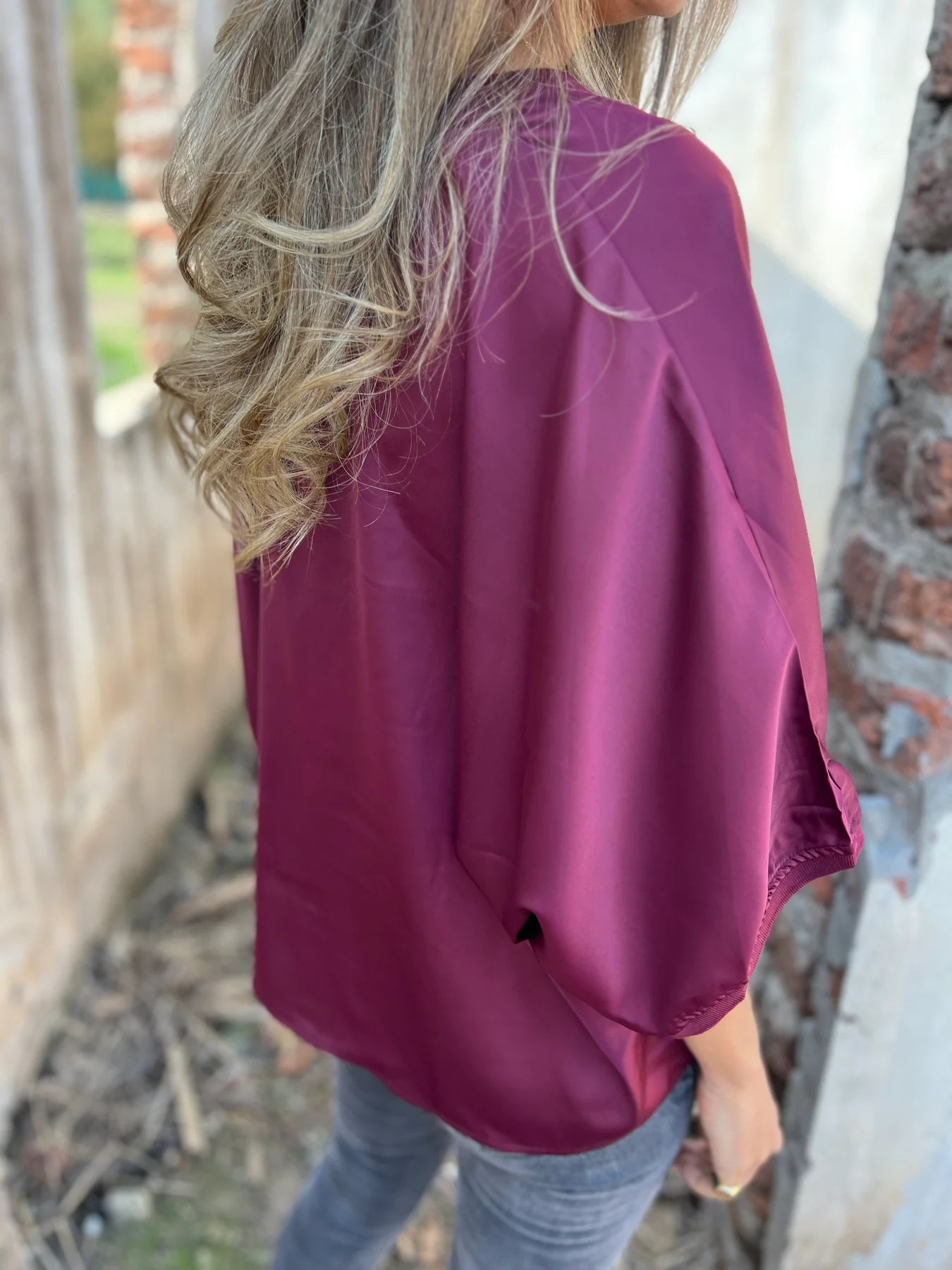 Silk 3/4 Half Lantern Sleeve Vest