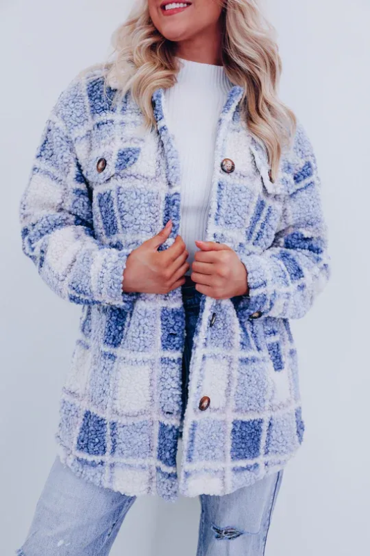 Retro Casual Polar Fleece Plaid Jacket