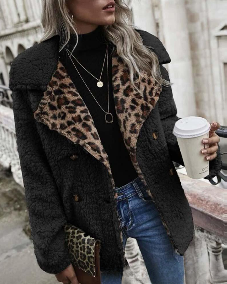 2026 Fashionable Lambswool Leopard Print Coat