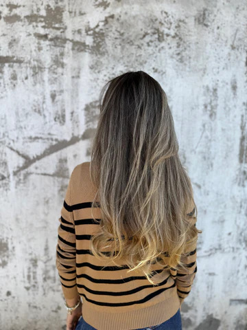 2025 New🔥Casual Loose Striped High Neck Button Women's Knitted Sweater Top