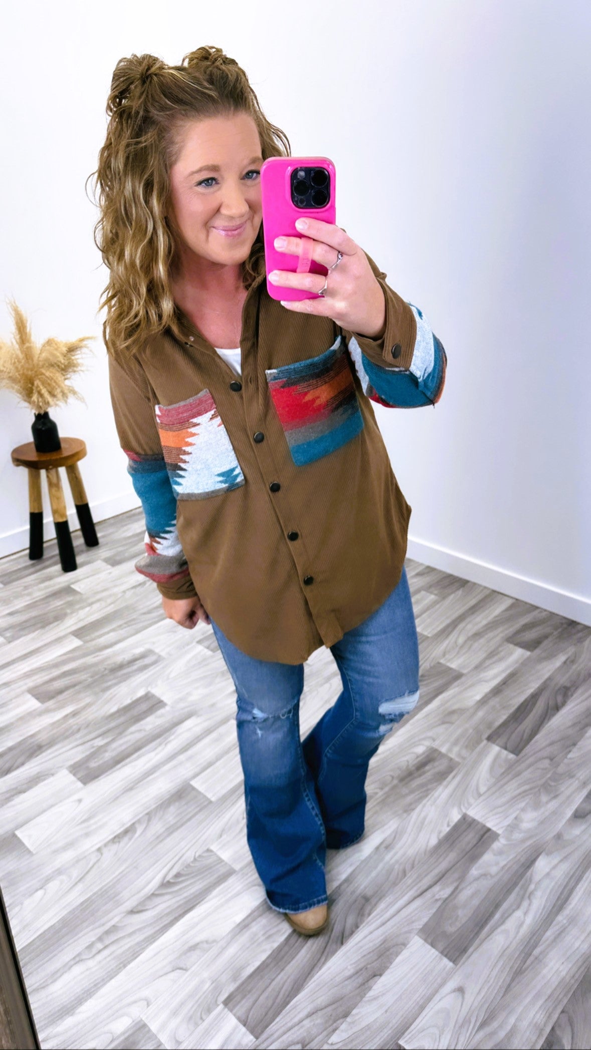 Brown Corduroy Nomad Aztec Shacket (SM-2X)