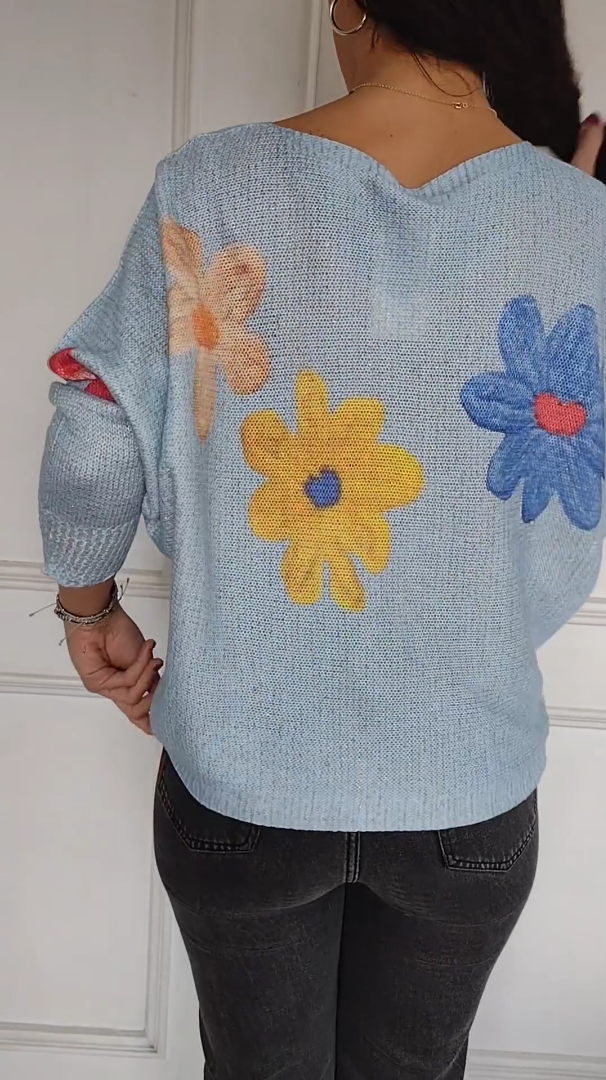 floral cutout sweater