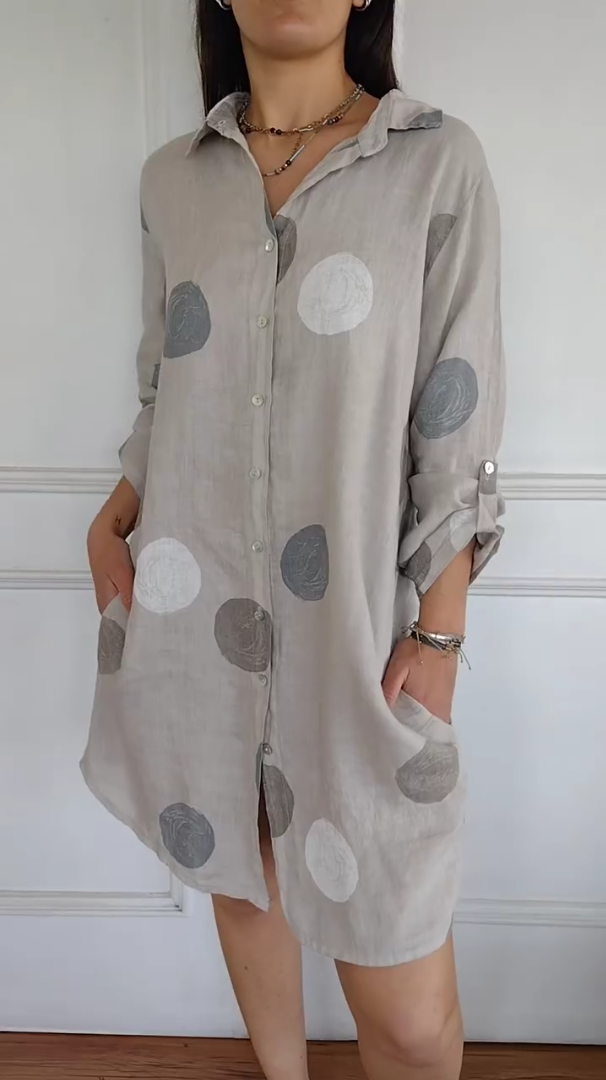 Women's cotton and linen shirt skirt