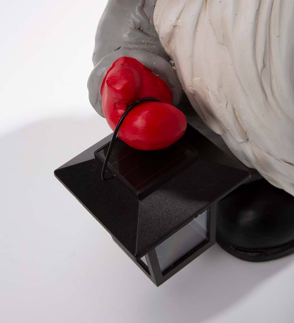 Welcome Home Gnome Sculpture with Solar-Powered Lantern