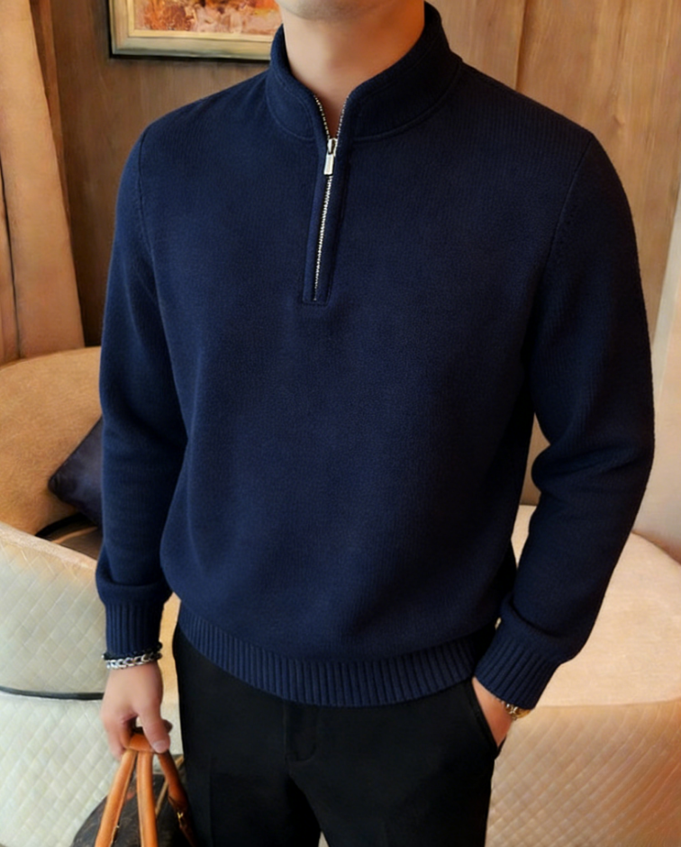 2026🔥Casual Business Solid Color Zipper Cashmere Sweater