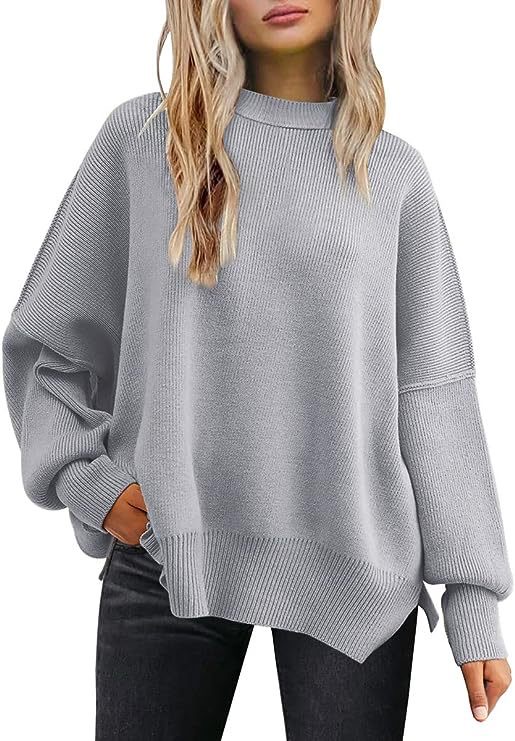 Round Neck Batwing Knitted Sweater