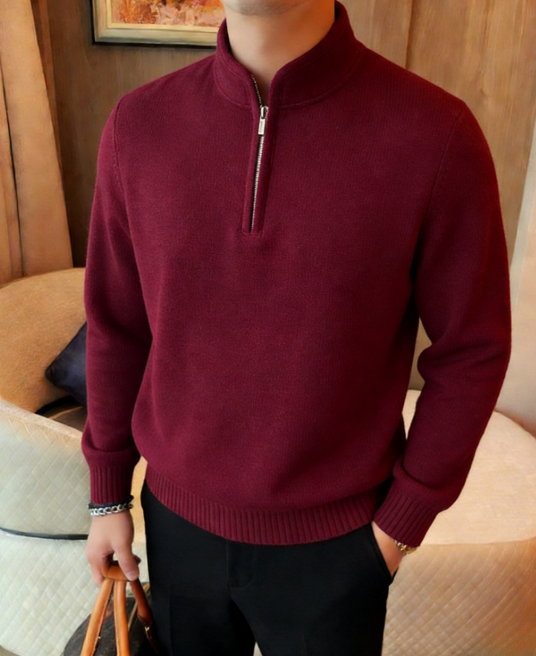 2026🔥Casual Business Solid Color Zipper Cashmere Sweater